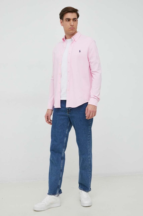 Odjeća Polo Ralph Lauren košulja za muškarce od pamuka 710654408 roza
