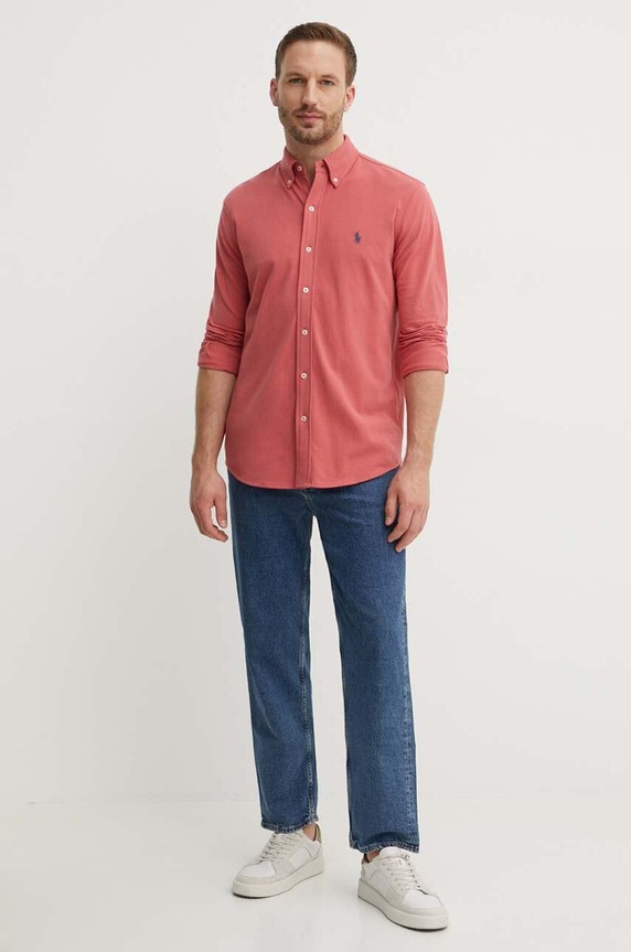 Oblečenie Polo Ralph Lauren košeľa pánska bavlnená 710654408 ružová