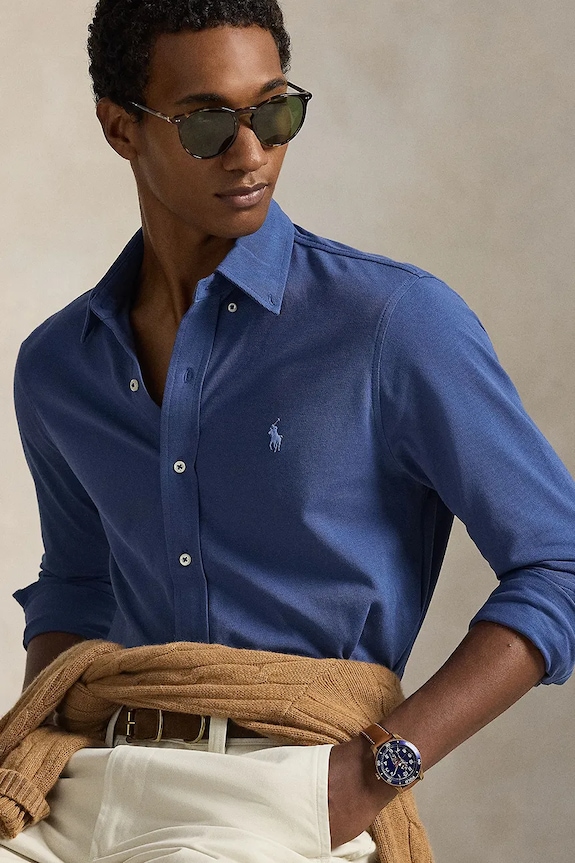 Polo Ralph Lauren košulja za muškarce od pamuka plava 710654408
