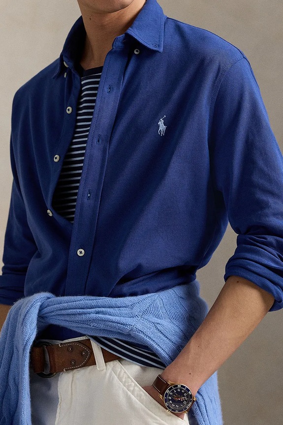 Polo Ralph Lauren риза мъжка от памук тъмносин 710654408