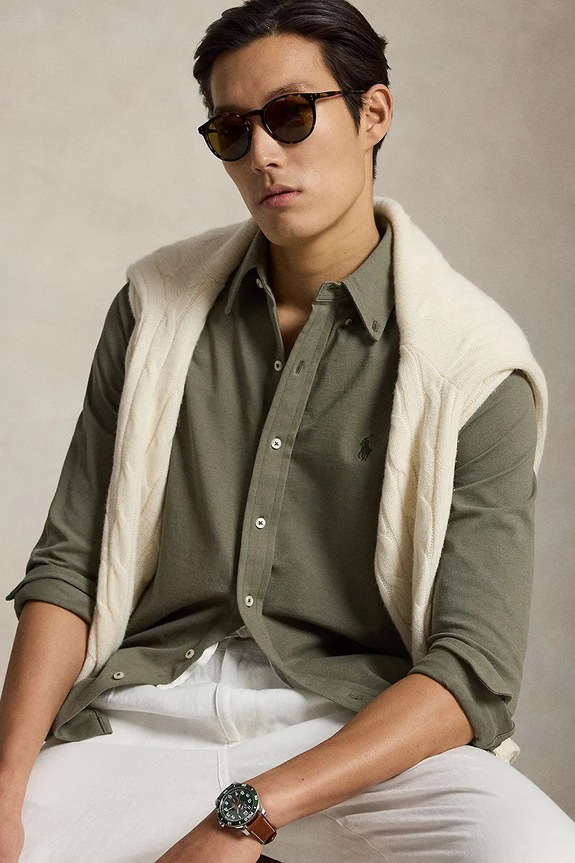 Polo Ralph Lauren camicia da uomo in cotone 710654408 verde