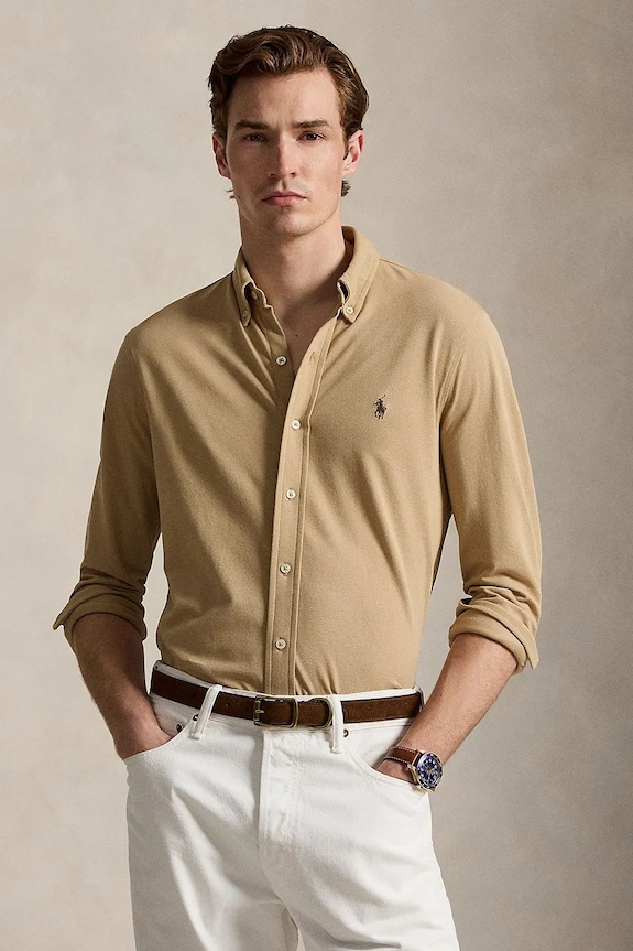 Polo Ralph Lauren koszula męska bawełniana beżowy 710654408