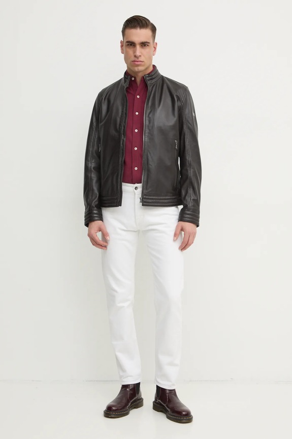 Ρούχα Polo Ralph Lauren πουκάμισο ανδρικό βαμβακερό 710654408 μπορντό