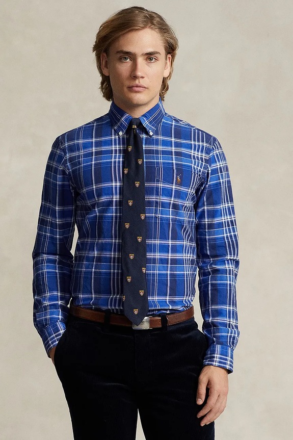 Bavlnená košeľa Polo Ralph Lauren regular modrá 710897267