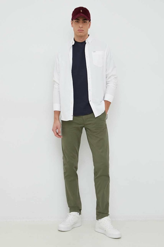 Βαμβακερό πουκάμισο Pepe Jeans Fabio PM307753.800 λευκό AW23