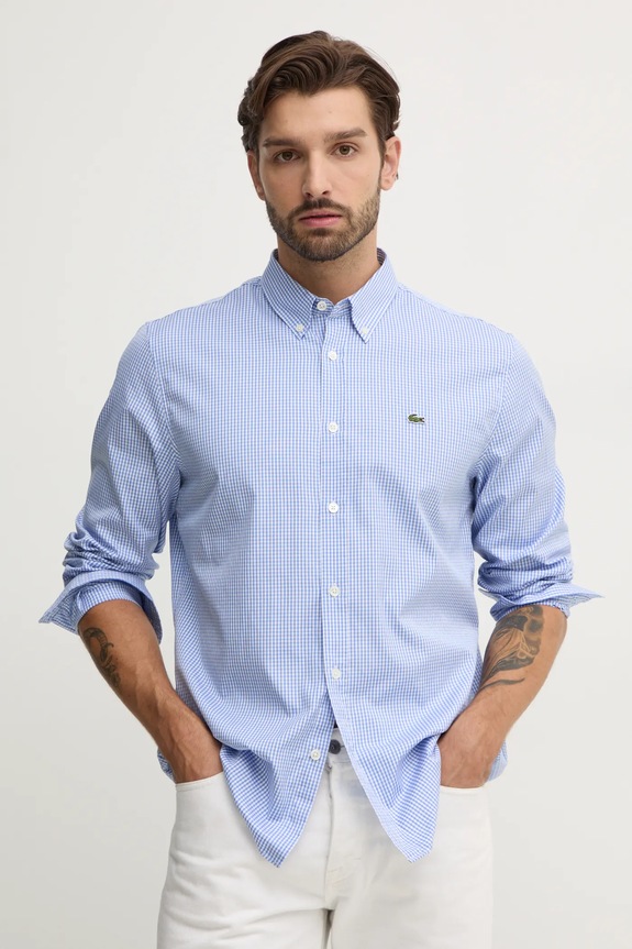 Lacoste camasa din bumbac cu modele albastru CH2932