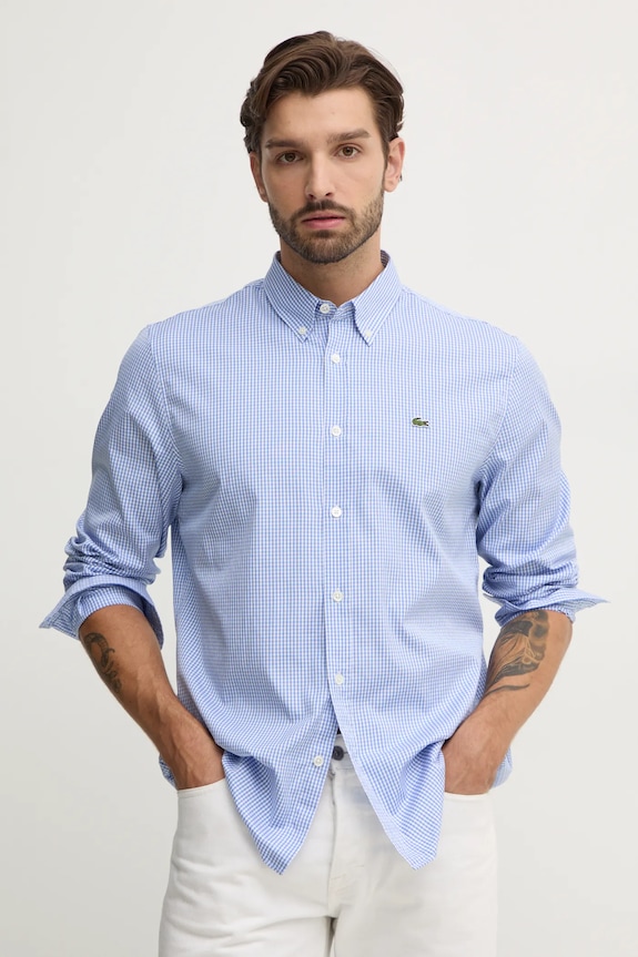 Lacoste camasa din bumbac cu modele albastru CH2932