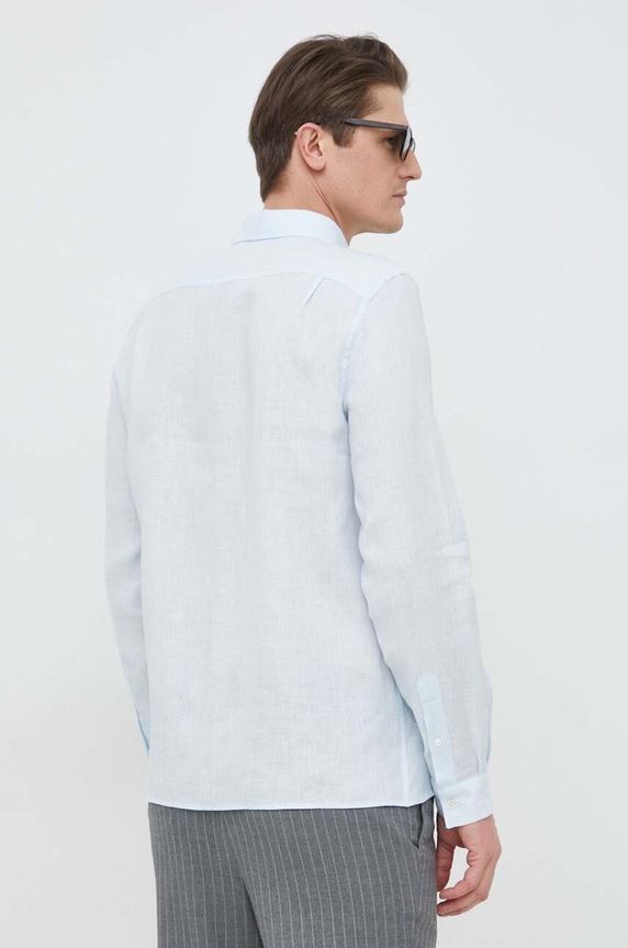 Oblečenie Ľanová košeľa Lacoste CH5692 modrá