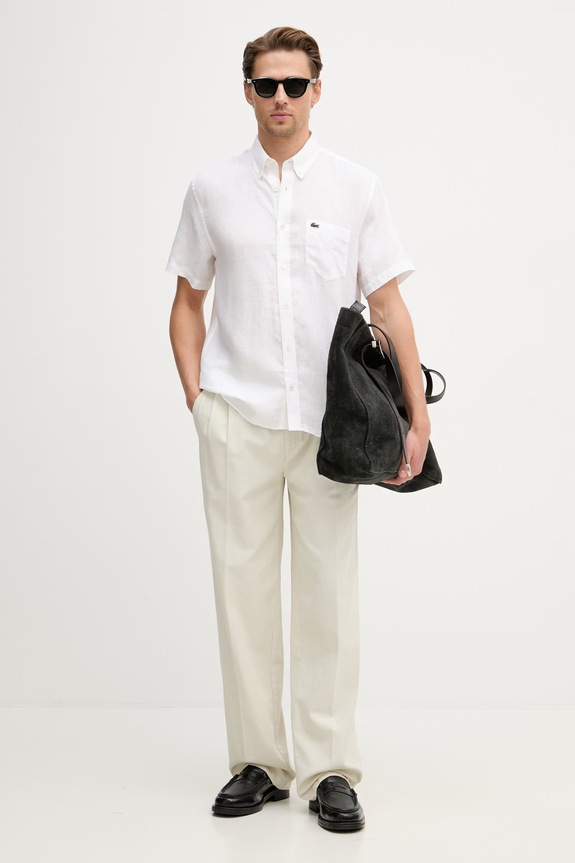 Lacoste cămașă bărbați de in CH5699 bej SS26