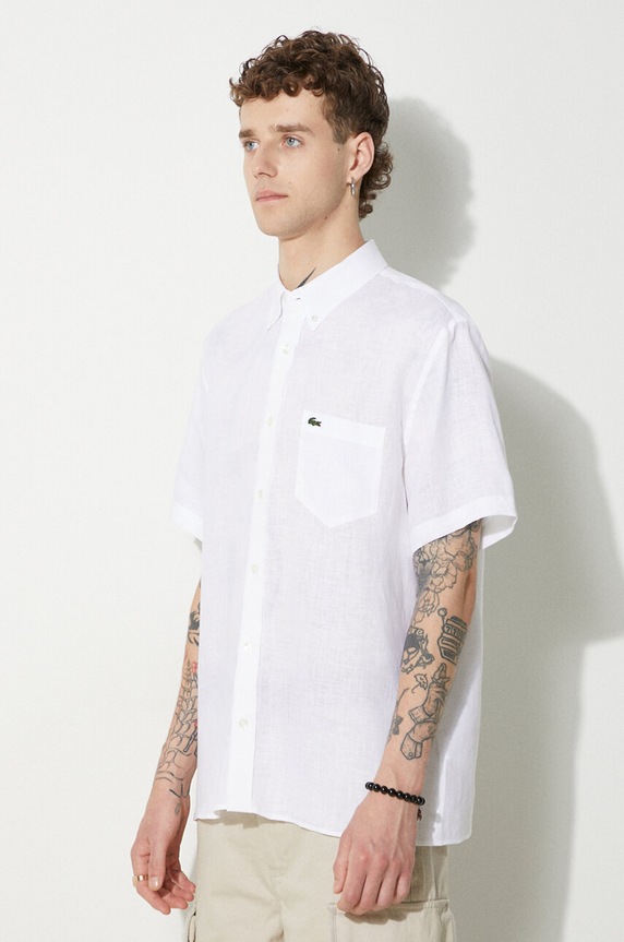 Odzież Lacoste koszula lniana męska CH5699 beżowy