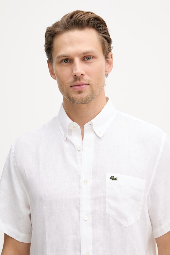 Lacoste cămașă bărbați de in bej CH5699