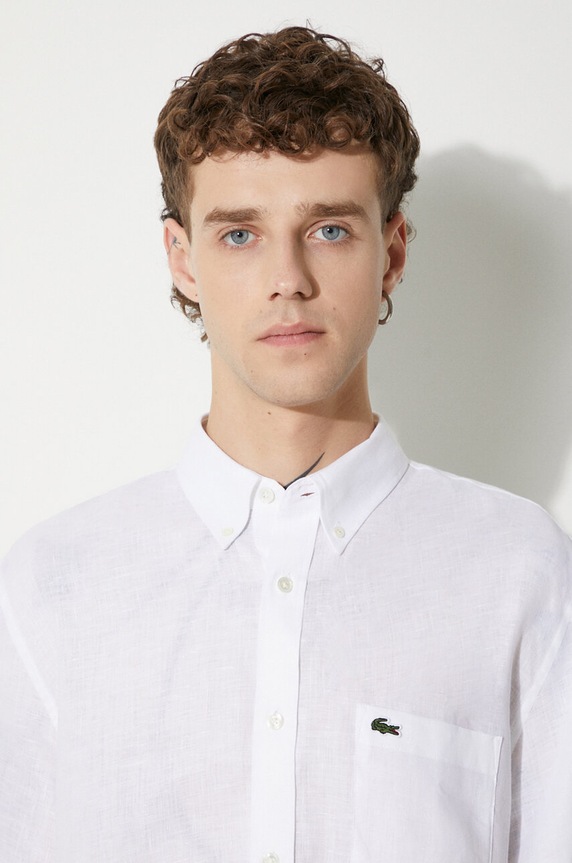 Lacoste koszula lniana męska beżowy CH5699