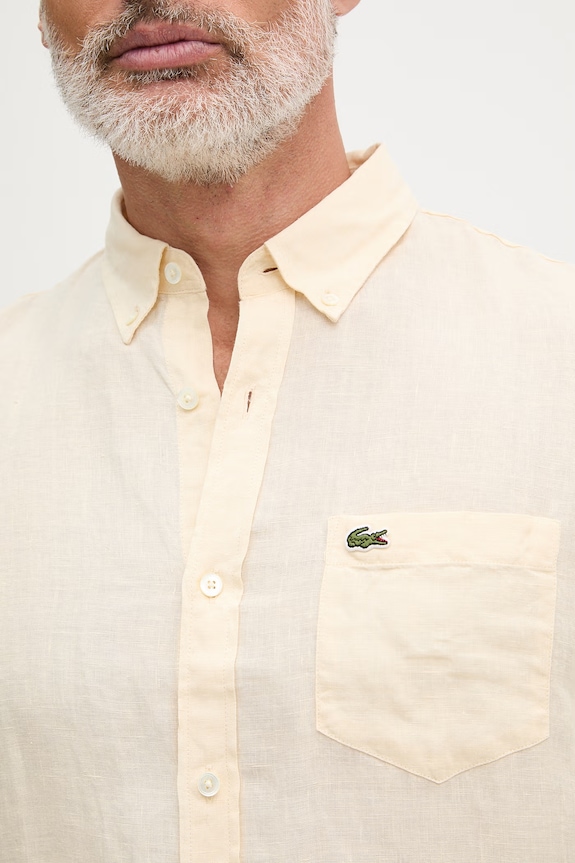 Lacoste πουκάμισο ανδρικό λινό CH5699 κίτρινο