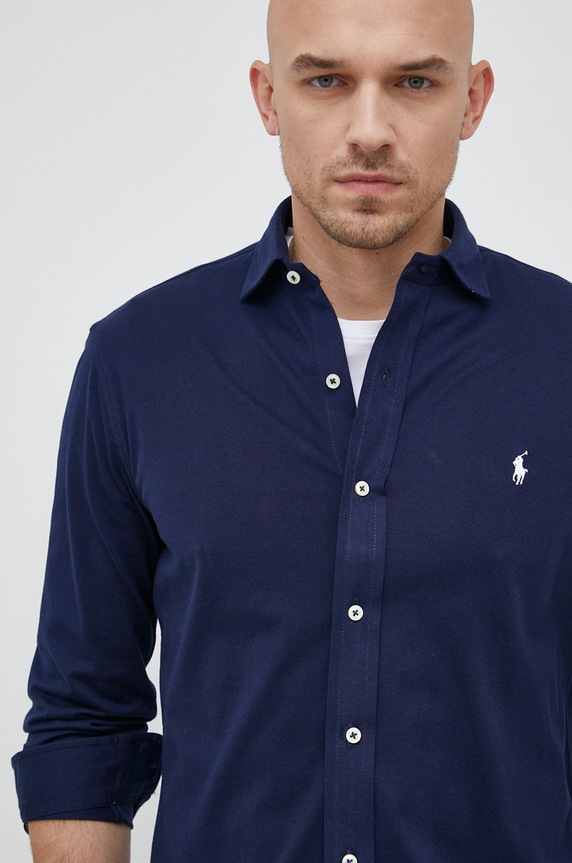 Bavlnená košeľa Polo Ralph Lauren 710899386 tmavomodrá