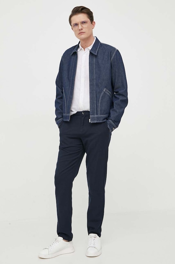 Ρούχα Πουκάμισο από λινό United Colors of Benetton 5BKU5QJG8.101 λευκό