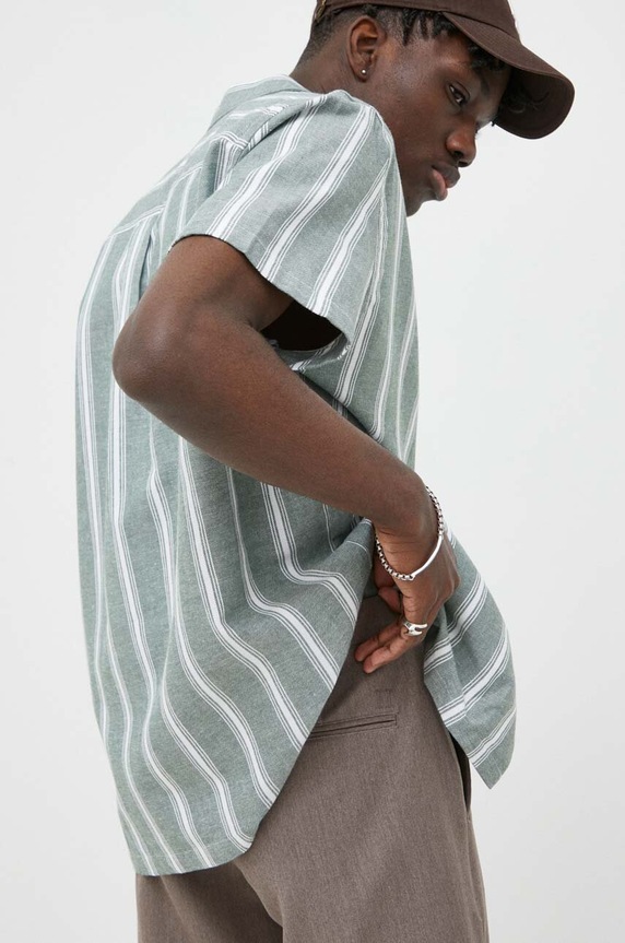 Les Deux koszula bawełniana wzorzyste zielony LDM401057