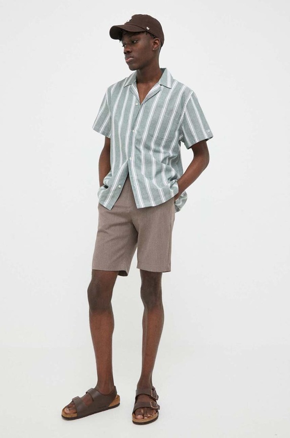 Les Deux koszula bawełniana LDM401057 zielony SS25