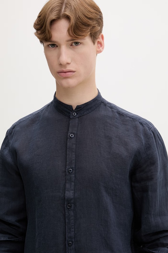 HUGO srajca moška lanena mornarsko modra 50490740