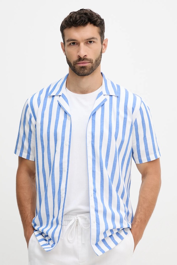 Košulja s dodatkom lana Lindbergh plava 30.203321.NAVY