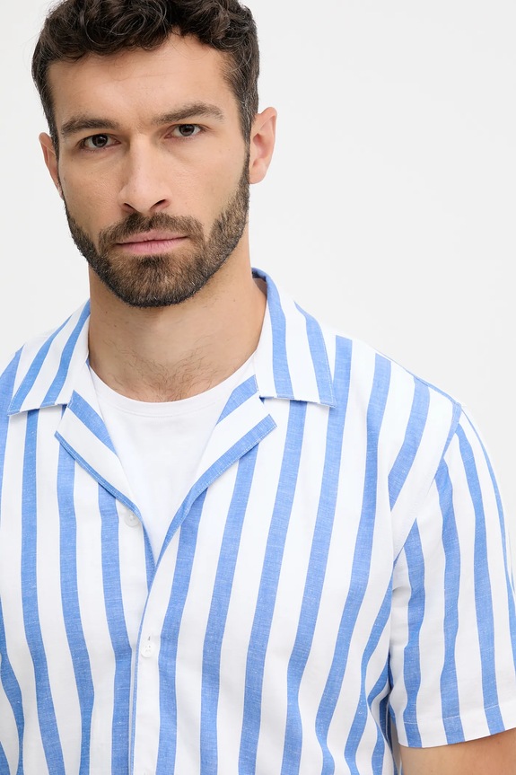 Košulja s dodatkom lana Lindbergh plava 30.203321.NAVY