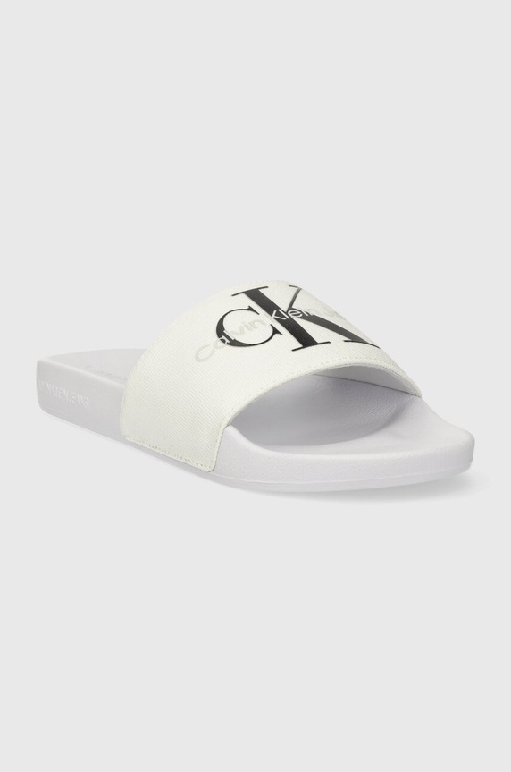 Obuv Šľapky Calvin Klein Jeans SLIDE MONOGRAM CO YW0YW00103 biela