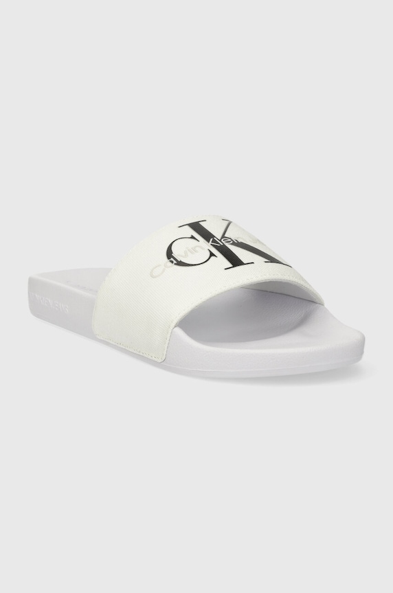 Obuv Šľapky Calvin Klein Jeans SLIDE MONOGRAM CO YW0YW00103 biela