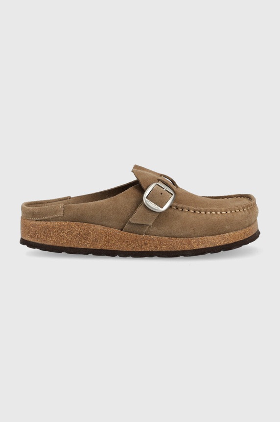 Birkenstock ciabatte slide in camoscio Buckley pelle scamosciata beige 1019490