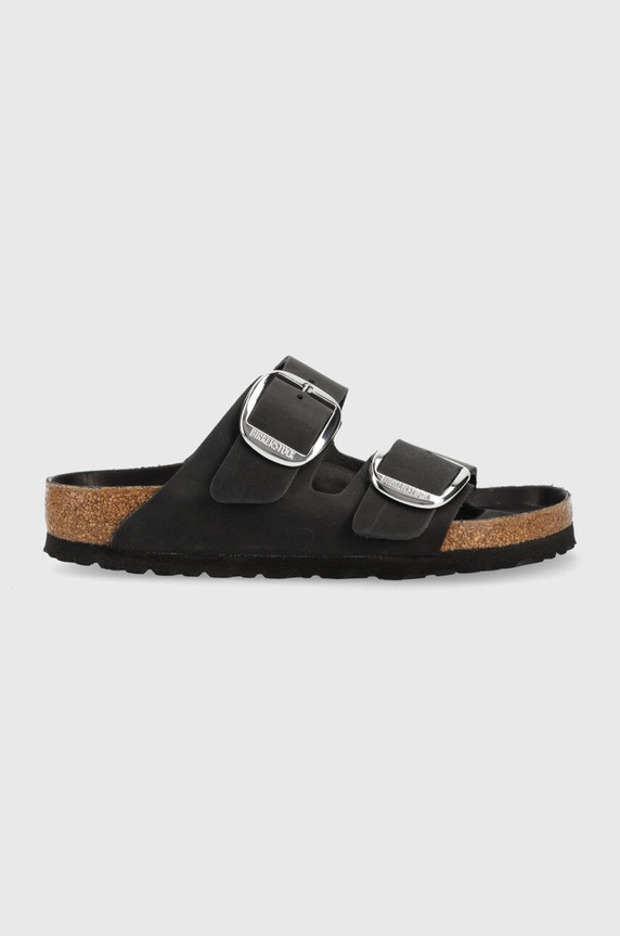 Δερμάτινες παντόφλες Birkenstock ARIZONA BIG BUCKLE φλατ μαύρο 1011074