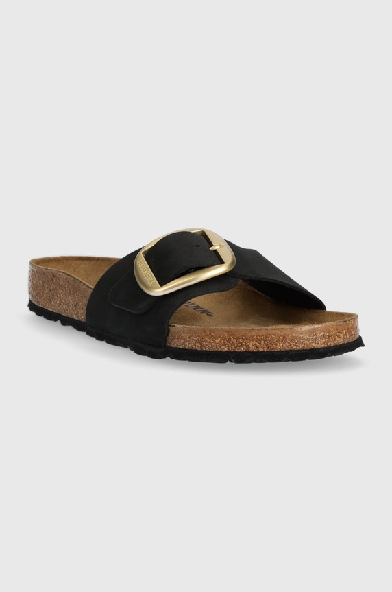 Birkenstock papucs velúrból MADRID BIG BUCKLE 1023342 fekete SS23