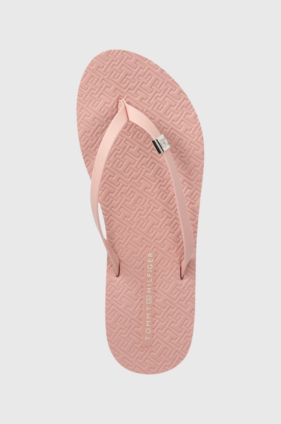 Žabky Tommy Hilfiger TH MONOGRAM FLAT SANDAL ružová FW0FW06964