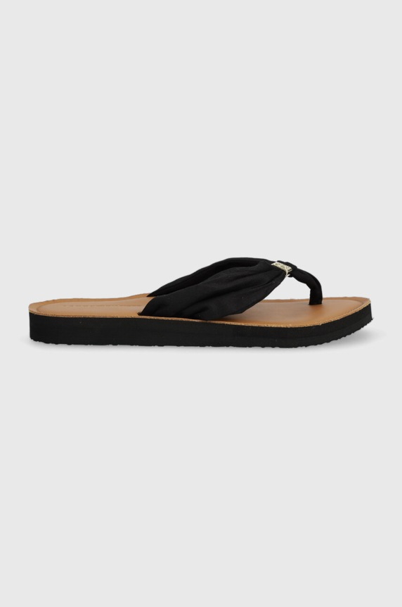 Tommy Hilfiger slapi TH ELEVATED BEACH SANDAL textil negru FW0FW06985