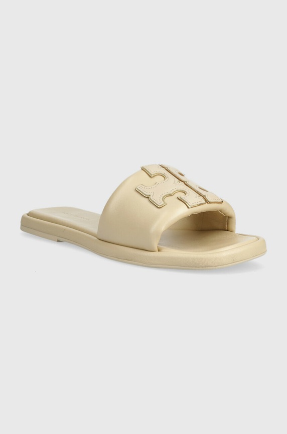Tory Burch klapki skórzane Double T Sport 79985.200 beżowy SS24
