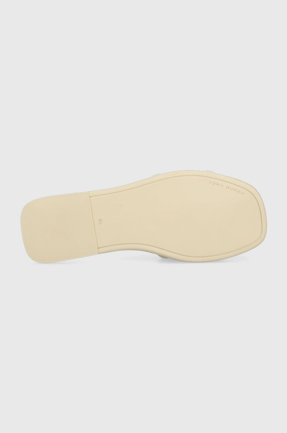 Tory Burch klapki skórzane Double T Sport 79985.200 beżowy
