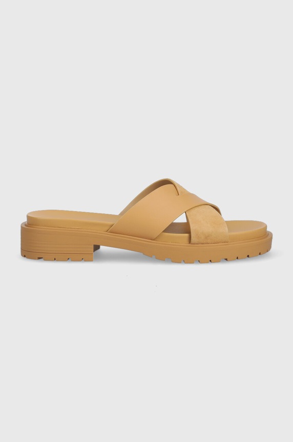 Kožené pantofle Lauren Ralph Lauren Kelsie přírodní kůže béžová 802904251001.BUFF