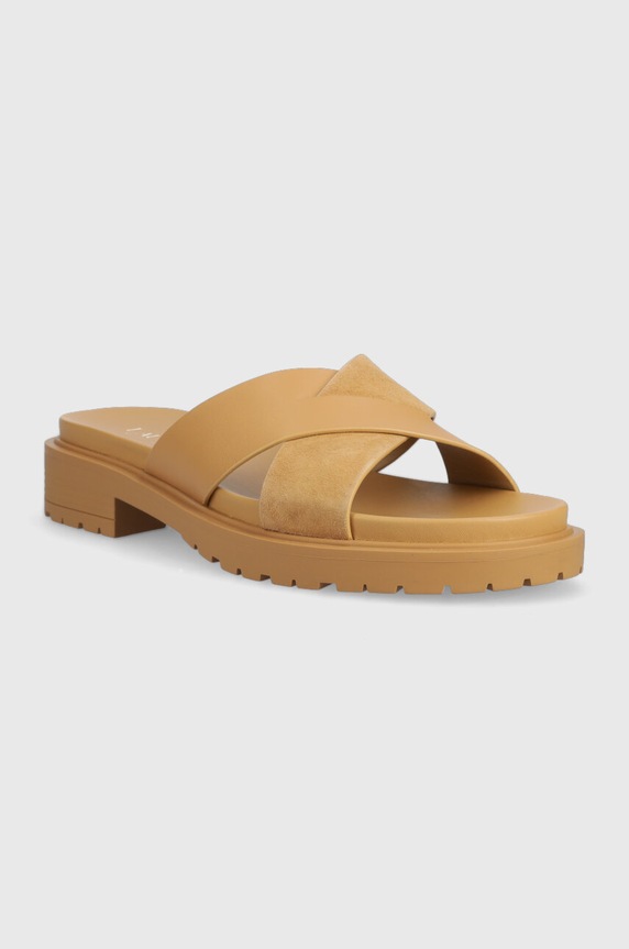 Kožené pantofle Lauren Ralph Lauren Kelsie 802904251001.BUFF béžová SS23