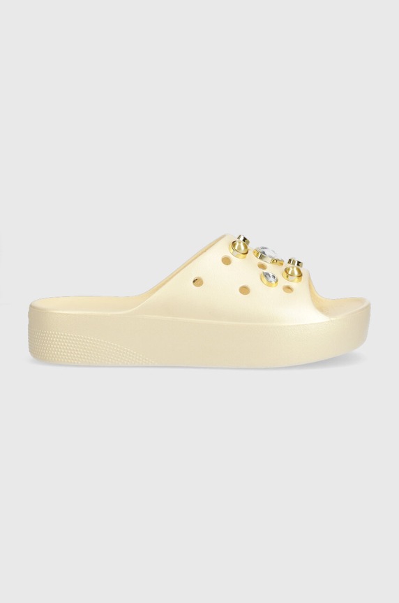 Crocs klapki Classic Platform Crystals Perls Slide pozostałe beżowy 208388.108
