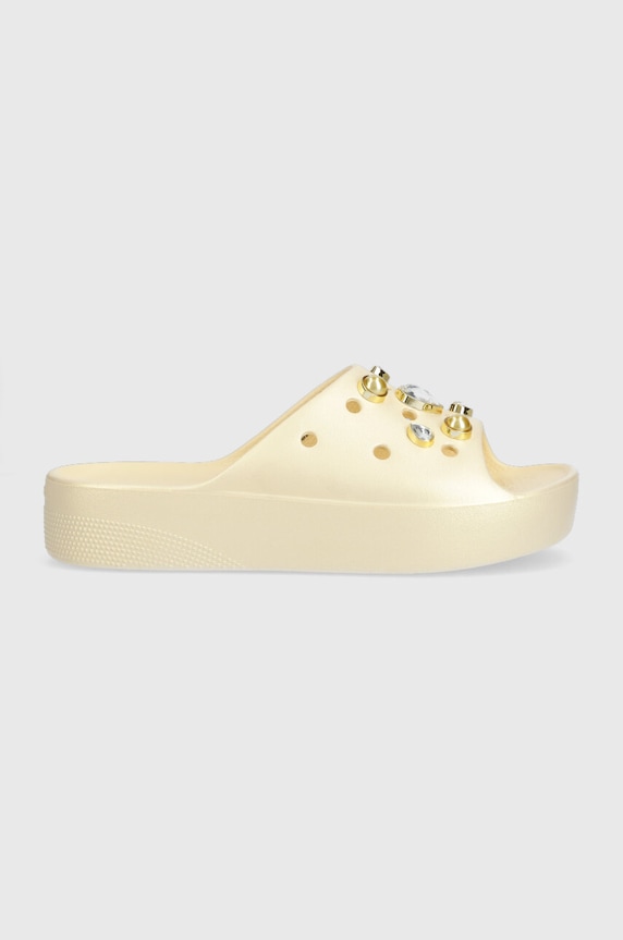 Crocs klapki Classic Platform Crystals Perls Slide pozostałe beżowy 208388.108