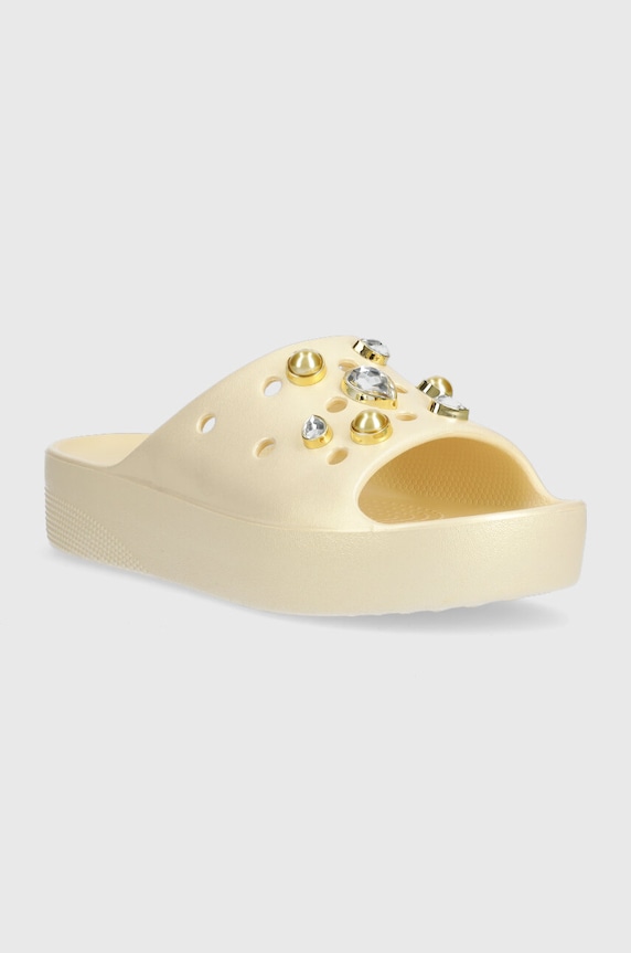 Crocs klapki Classic Platform Crystals Perls Slide 208388.108 beżowy SS23