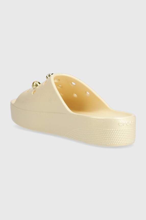 Obuwie Crocs klapki Classic Platform Crystals Perls Slide 208388.108 beżowy