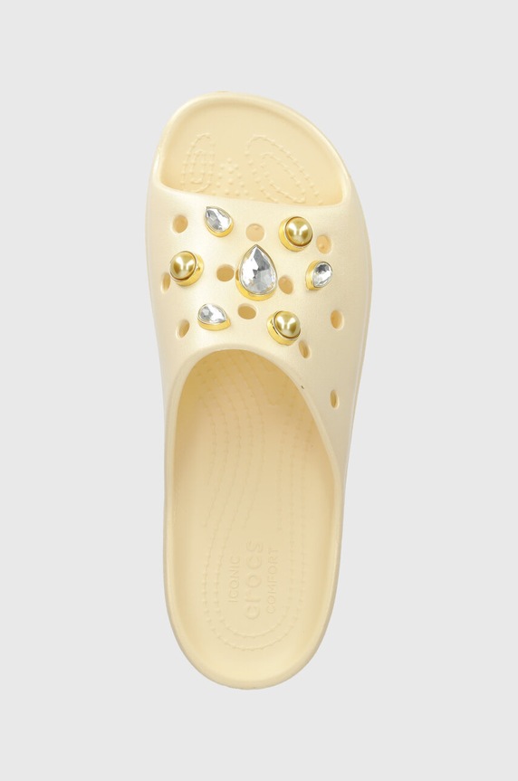 Crocs klapki Classic Platform Crystals Perls Slide beżowy 208388.108