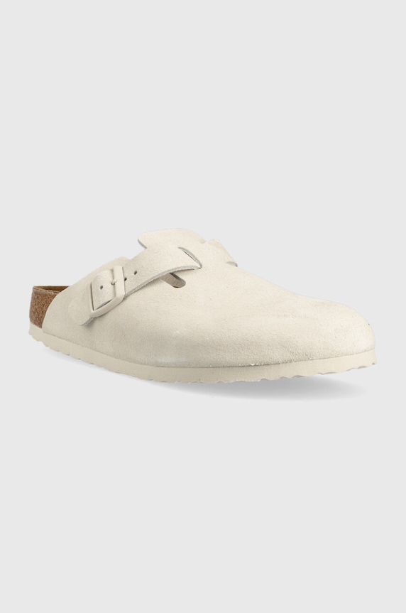 Birkenstock klapki zamszowe Boston 1024740 biały AW24