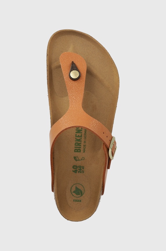 Birkenstock žabky na plochém podpatku hnědá 1025062