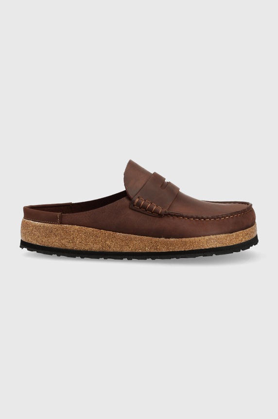 Usnjeni natikači Birkenstock Naples rjava 1025033