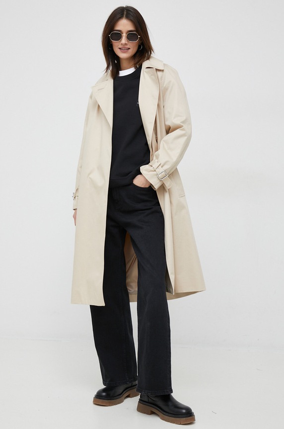 Calvin Klein płaszcz bawełniany K20K204999.PPYX beżowy SS23