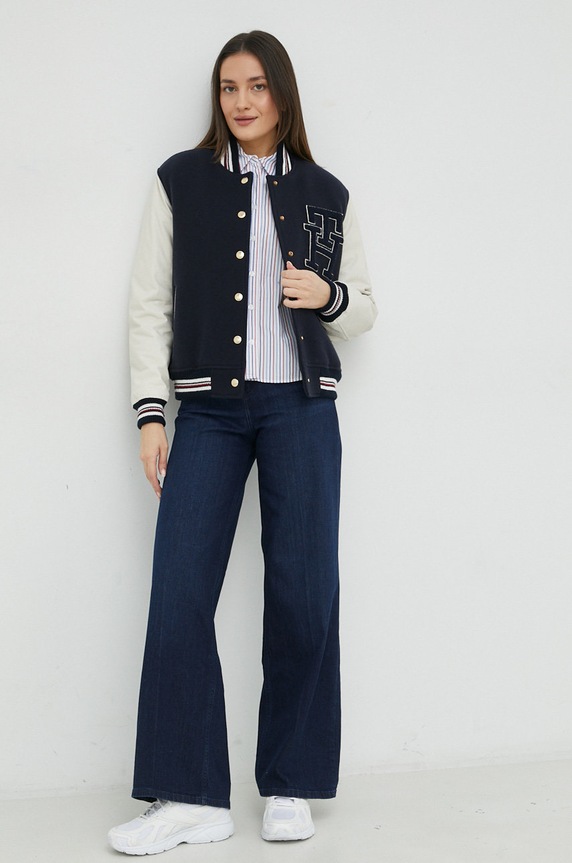 Vlněná bunda Tommy Hilfiger WW0WW37308.PPYX námořnická modř SS23