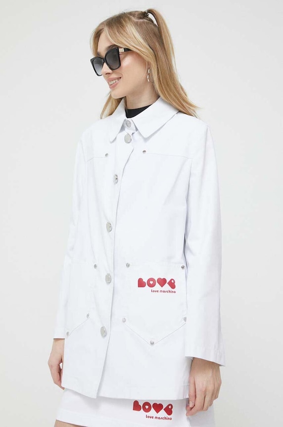 Love Moschino geaca necaptusit alb W.J.224.01.T.464A