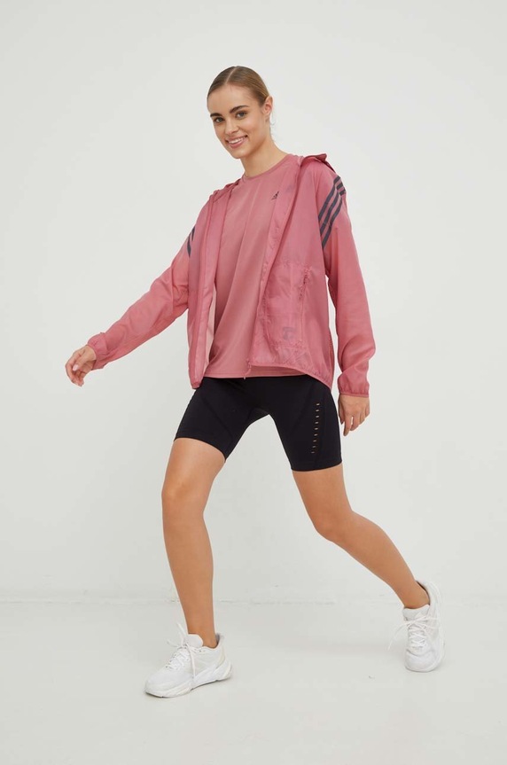 adidas Performance széldzseki Run Icons HR9899 rózsaszín SS23