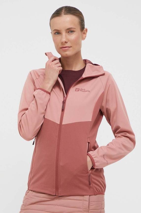 Куртка outdoor Jack Wolfskin Go Hike Softshell з капюшоном рожевий 1306862