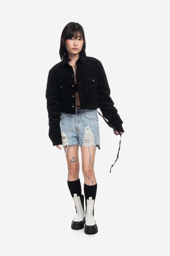 Rick Owens kurtka Cropped Outershirt DS02B4706.VS.BLACK czarny SS23