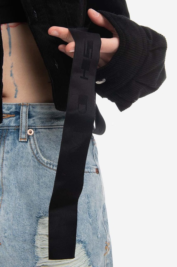 Rick Owens kurtka Cropped Outershirt czarny DS02B4706.VS.BLACK